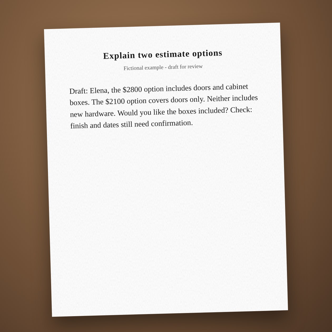 What you get: A side-by-side explanation and one question that helps the customer choose.