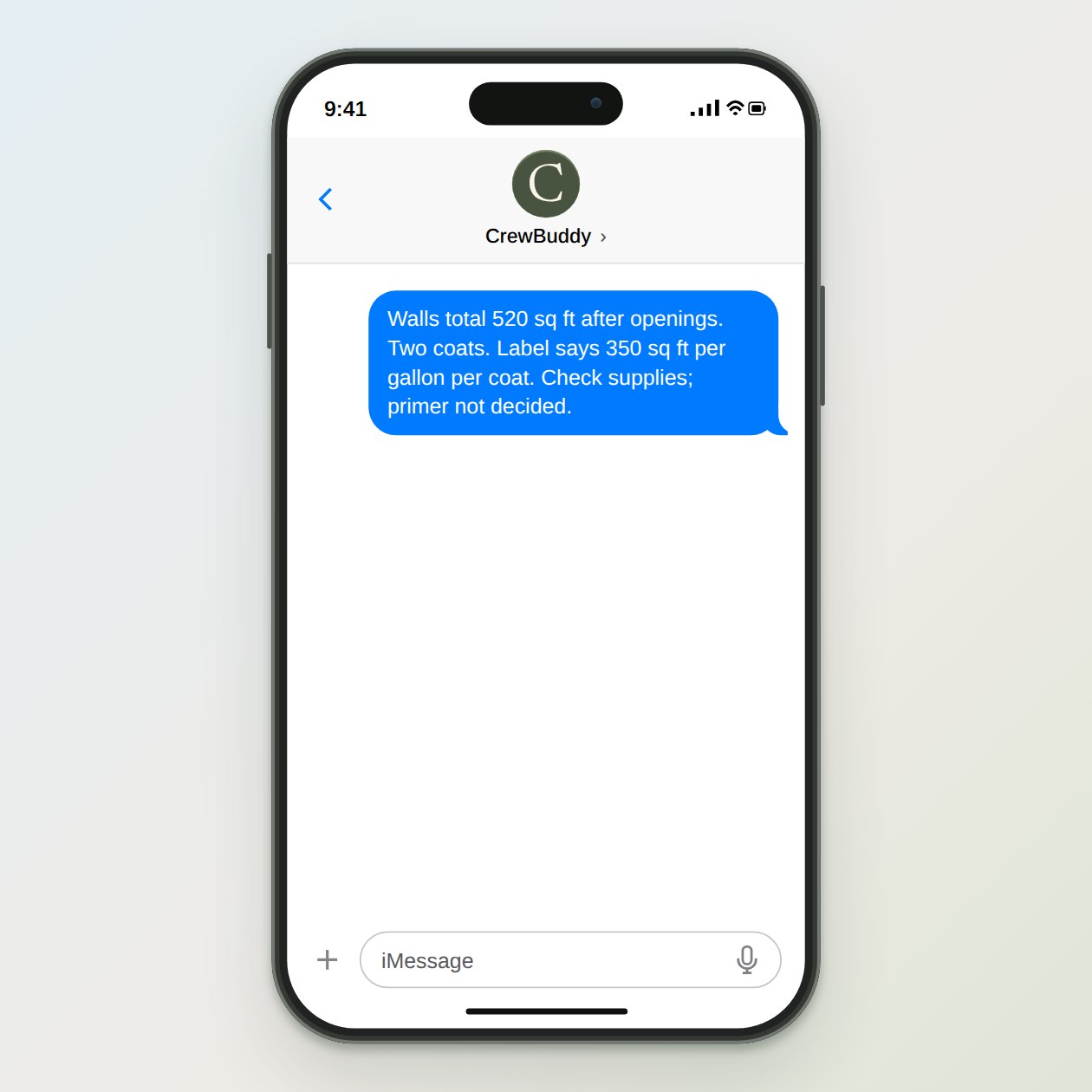 What you send: Room measurements, photos, coat count, and the label’s coverage figure.