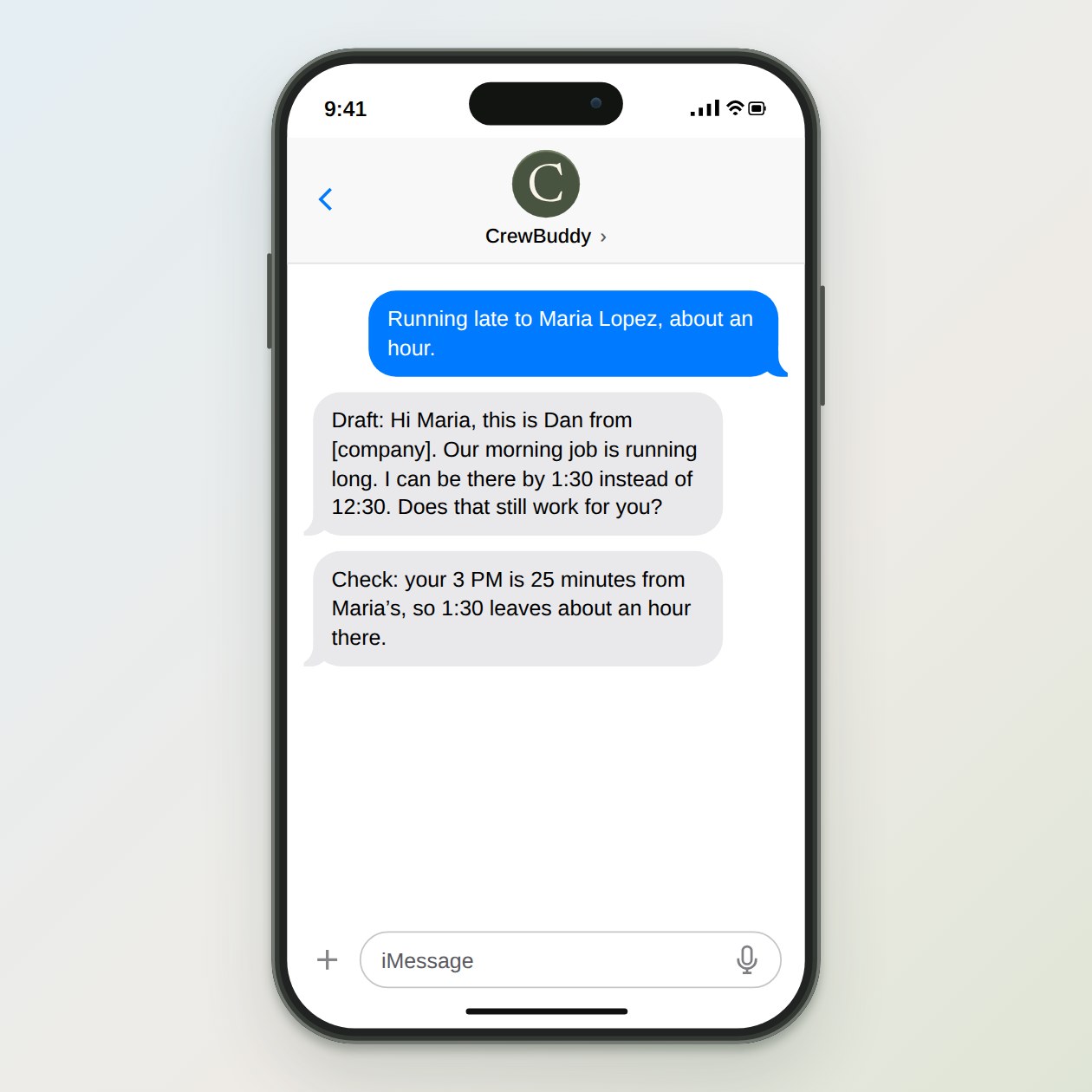 What you get: A two or three sentence text with the reason, a new arrival time and a question that lets the customer say if it no longer works.