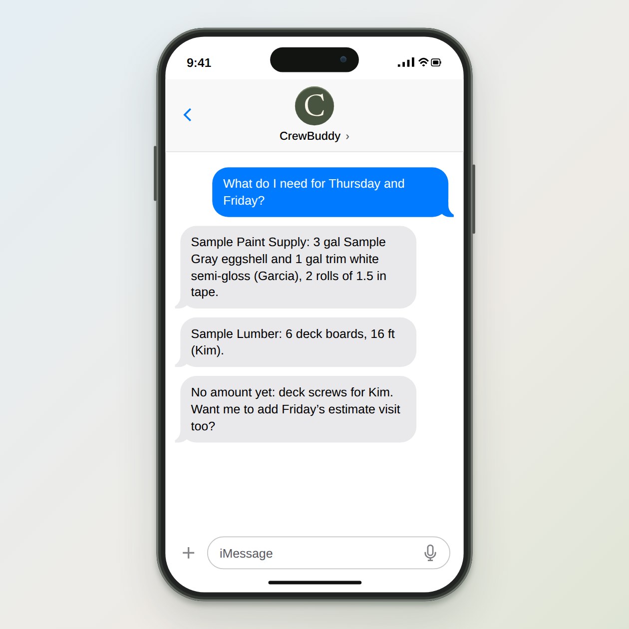 What you get: A list by store and by job, with the amounts your notes and estimates give, plus a short list of items with no amount yet.