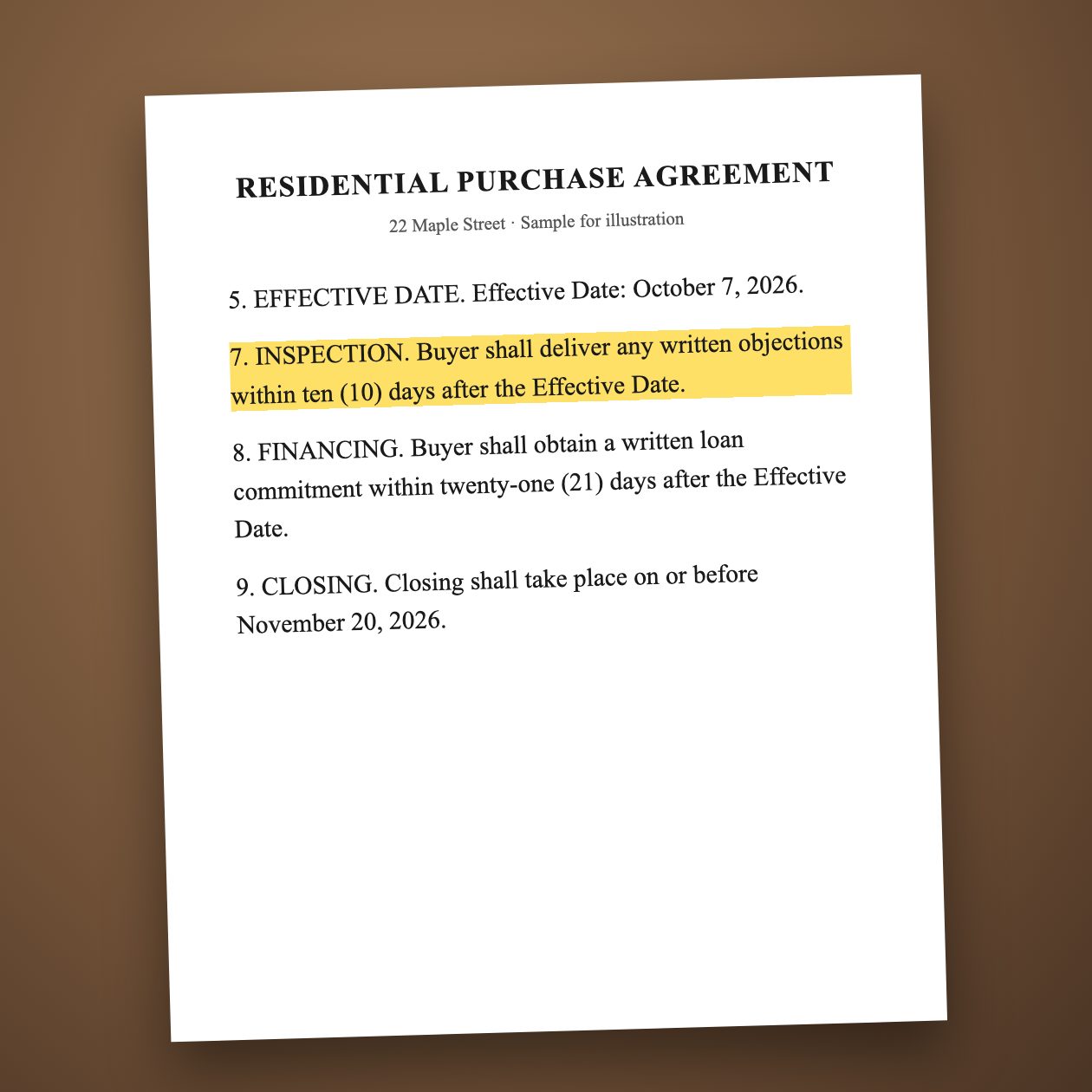 What you send: The signed purchase agreement PDF.