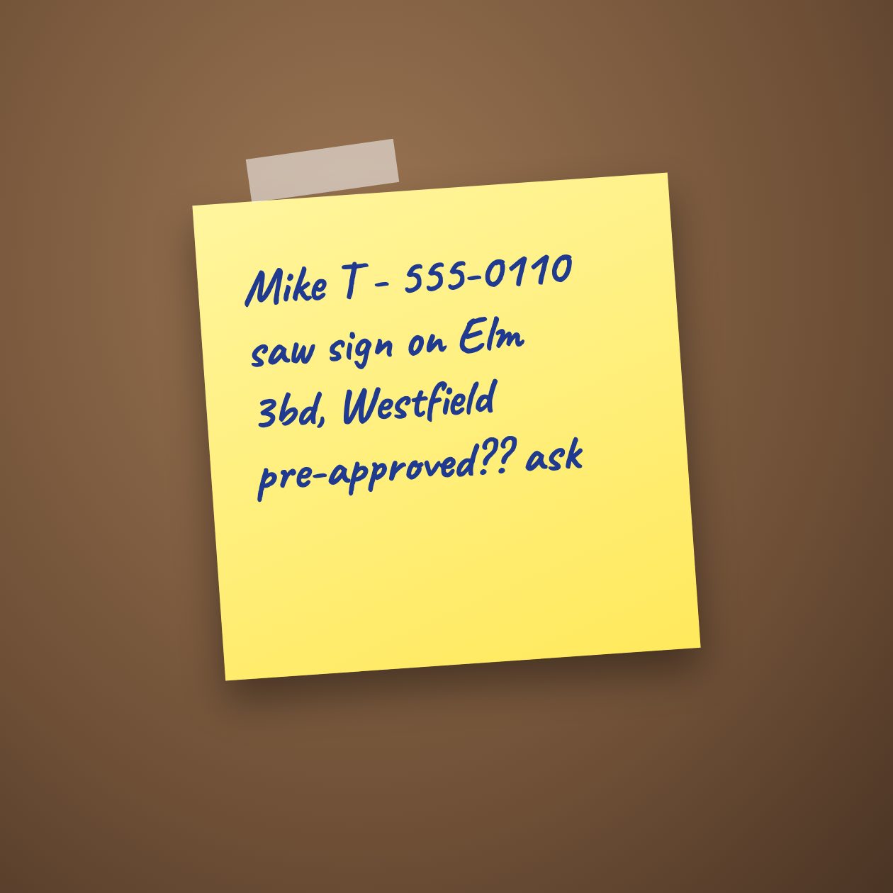 What you send: A photo of a sticky note.
