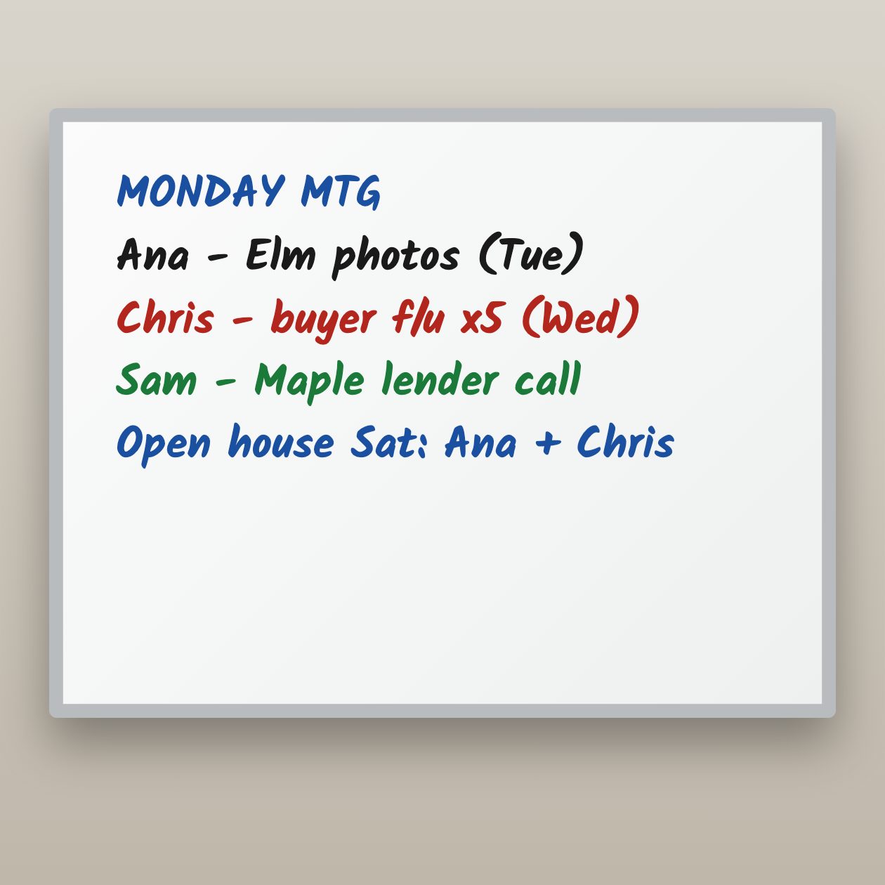 What you send: A photo of the whiteboard.