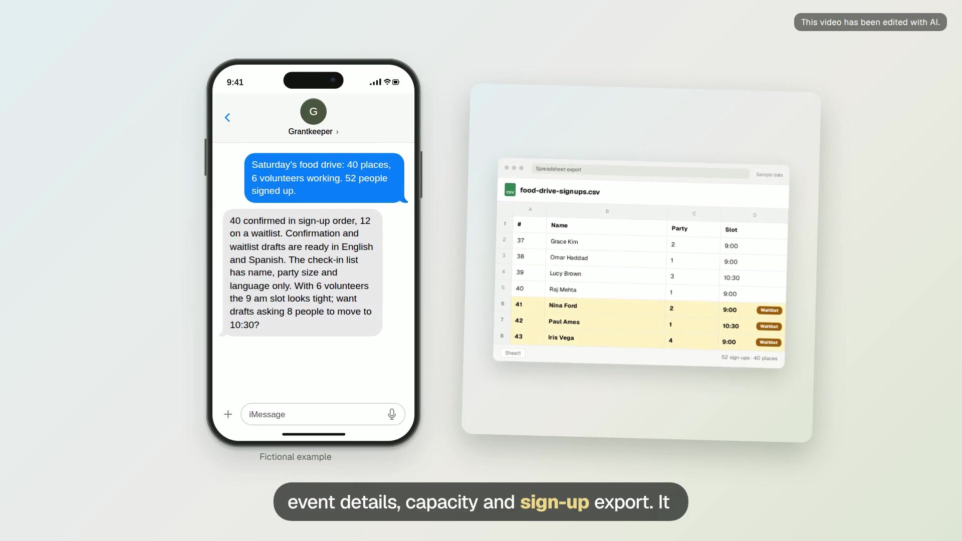Event sign-up and check-in list video